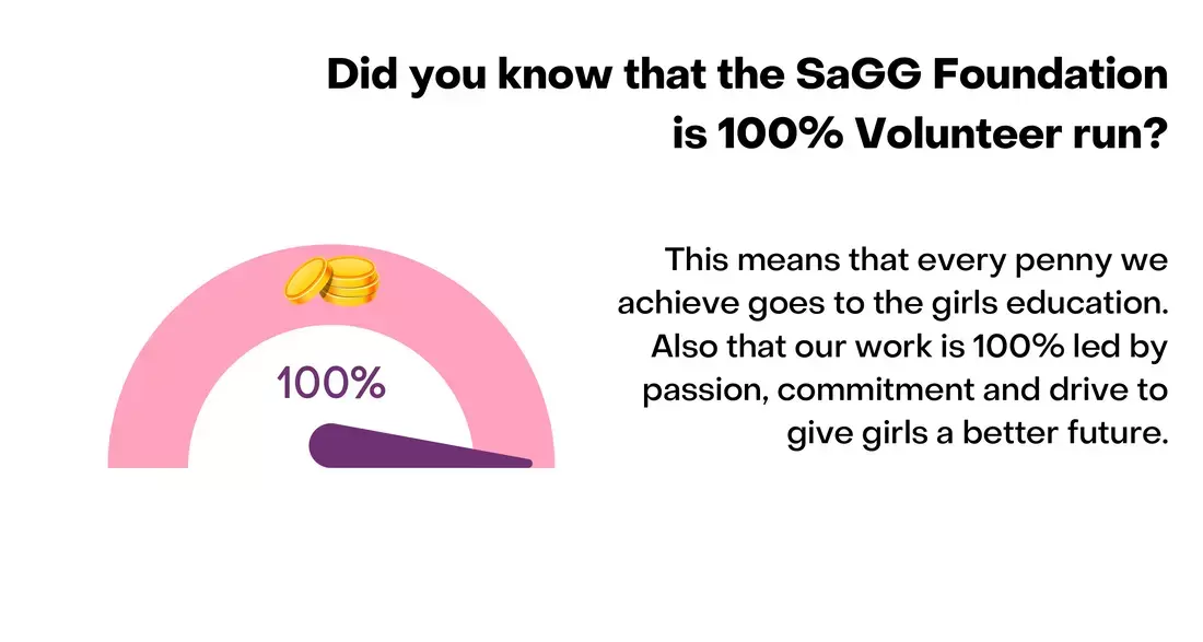 Money destination graphical representation of the SaGG foundation, 100% Volunteer run