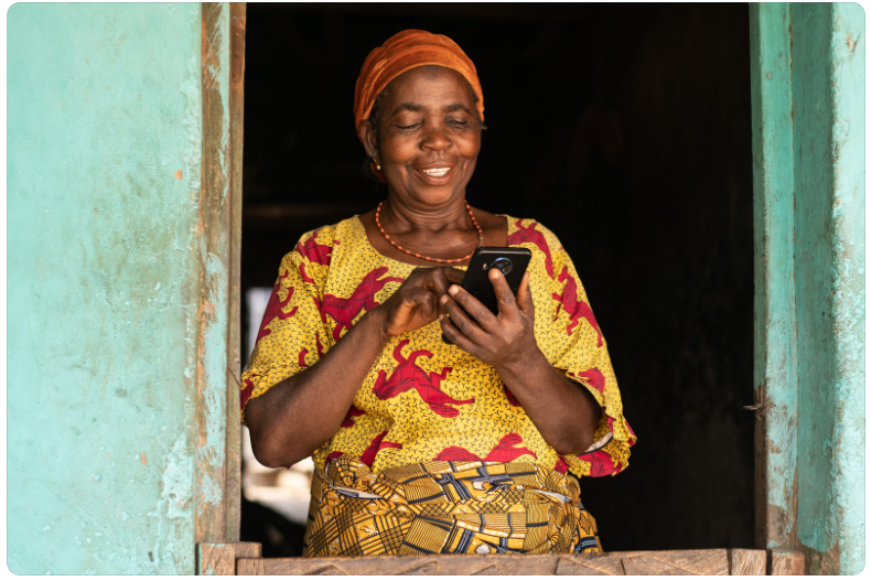 African women using mobile phone