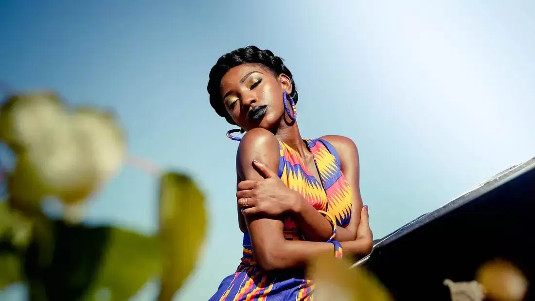 Black Woman Beauty Model Colourful Dress