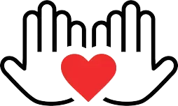 Heart in both hands black icon transparent